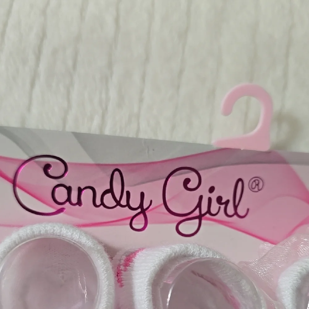 White Infant Socks with Pink Accents - Picture 3 of 6